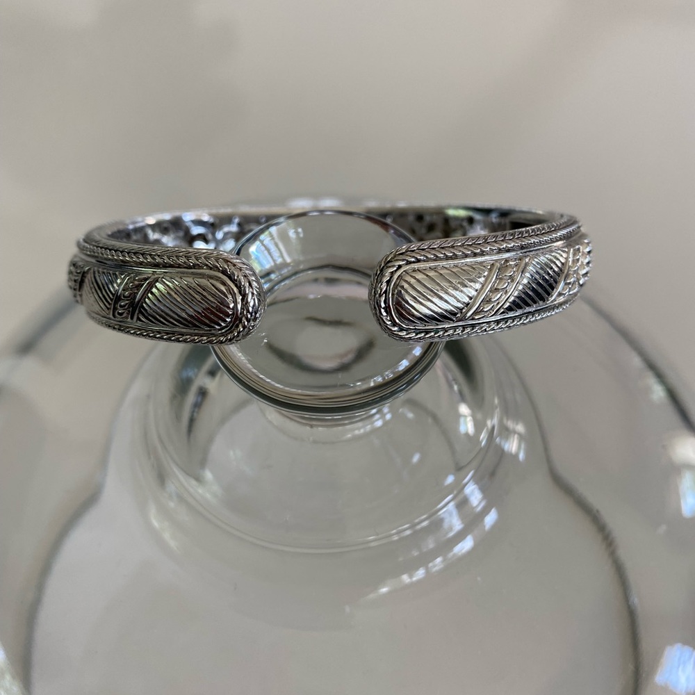 Judith Ripka Classic Hinged Cuff Bracelet in Sterling Silver - Picture 2 of 10